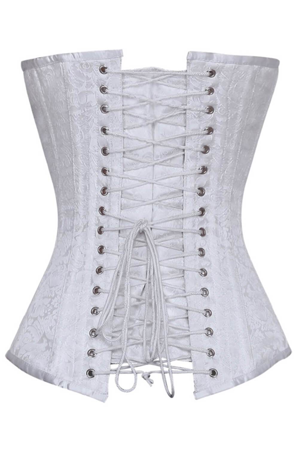 Corset gothique en brocart blanc romarin