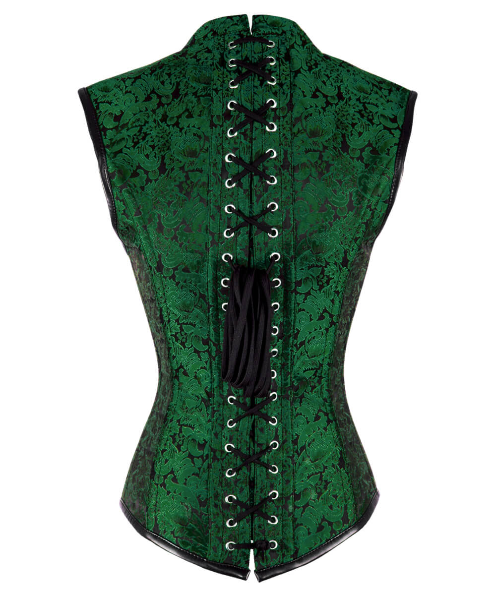 Corset vert steampunk Elayne avec bretelles