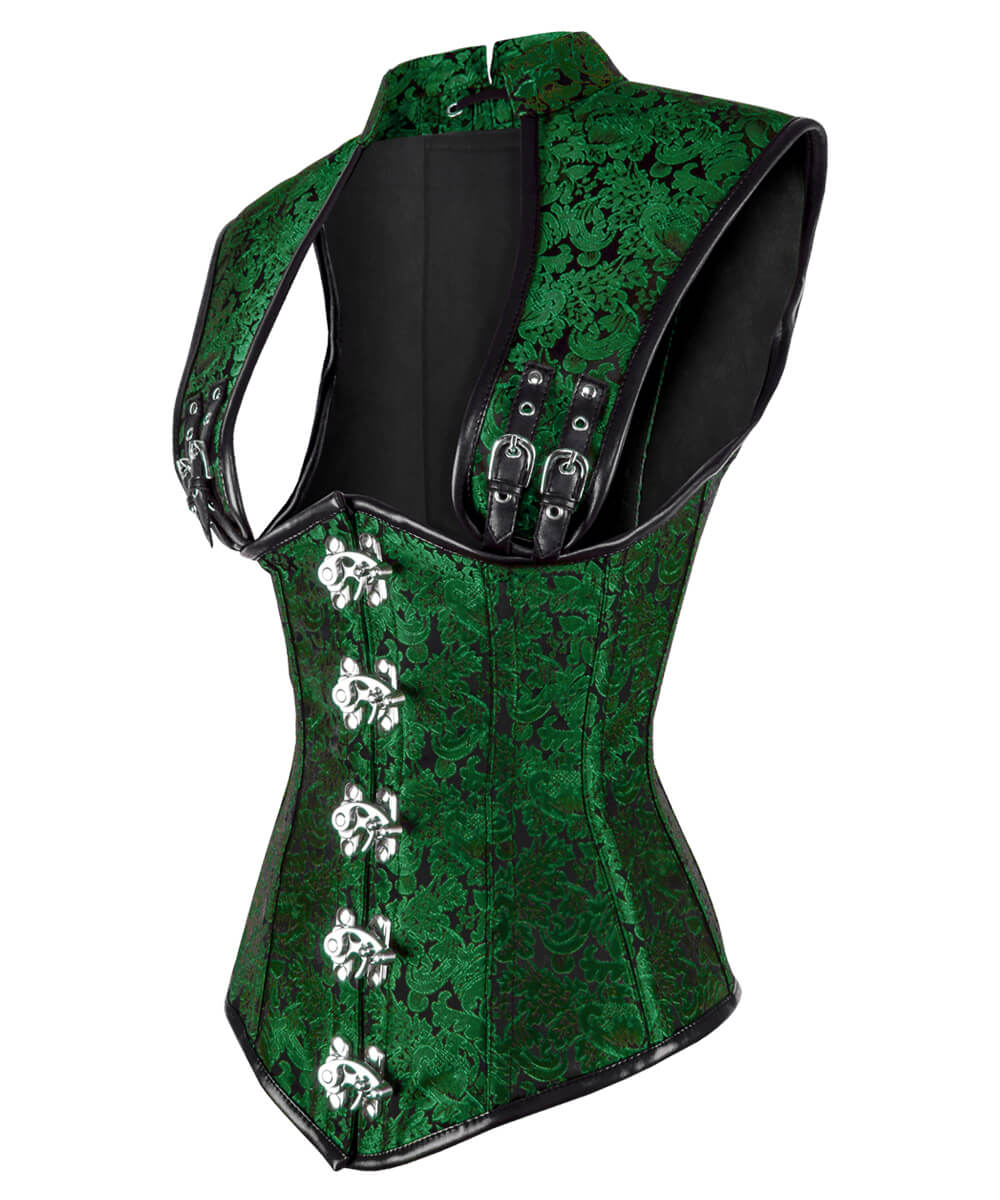 Corset vert steampunk Elayne avec bretelles