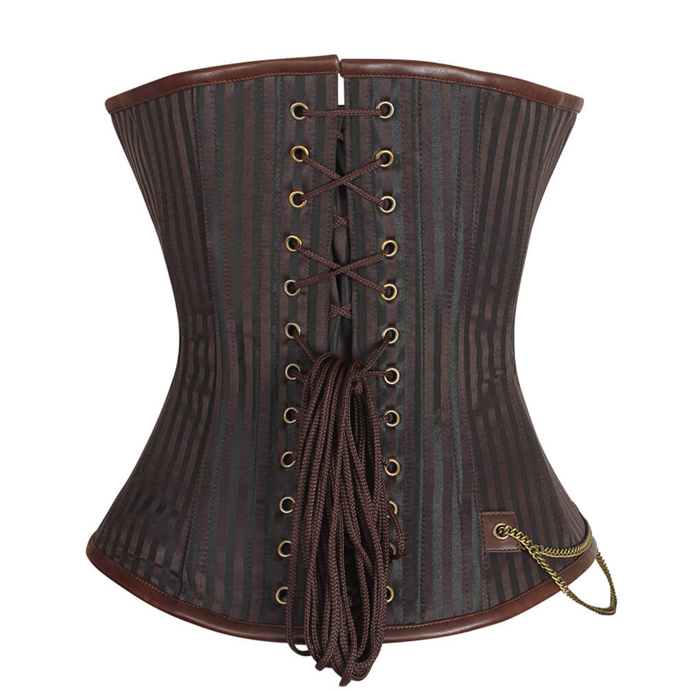 Corset Nesha Steampunk à buste overbust avec chaîne pendante