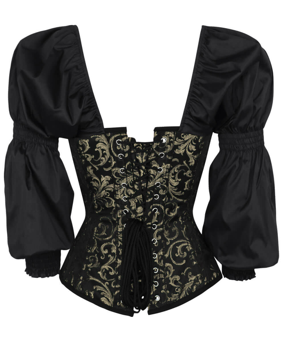 Corset Lerato Steampunk doré avec manches intégrées