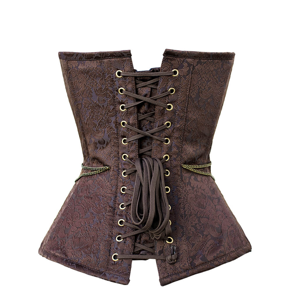 Corset brodé Isabell Steampunk à buste ouvert