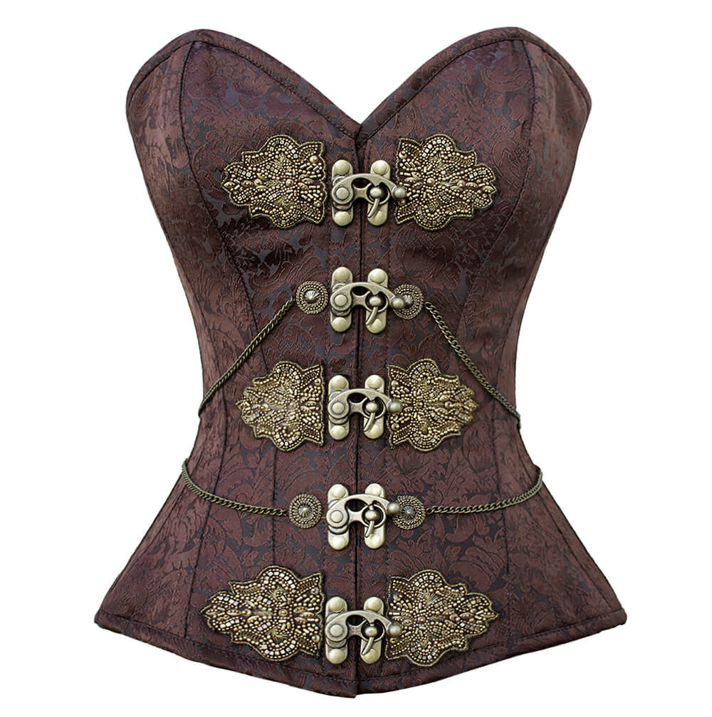Corset brodé Isabell Steampunk à buste ouvert