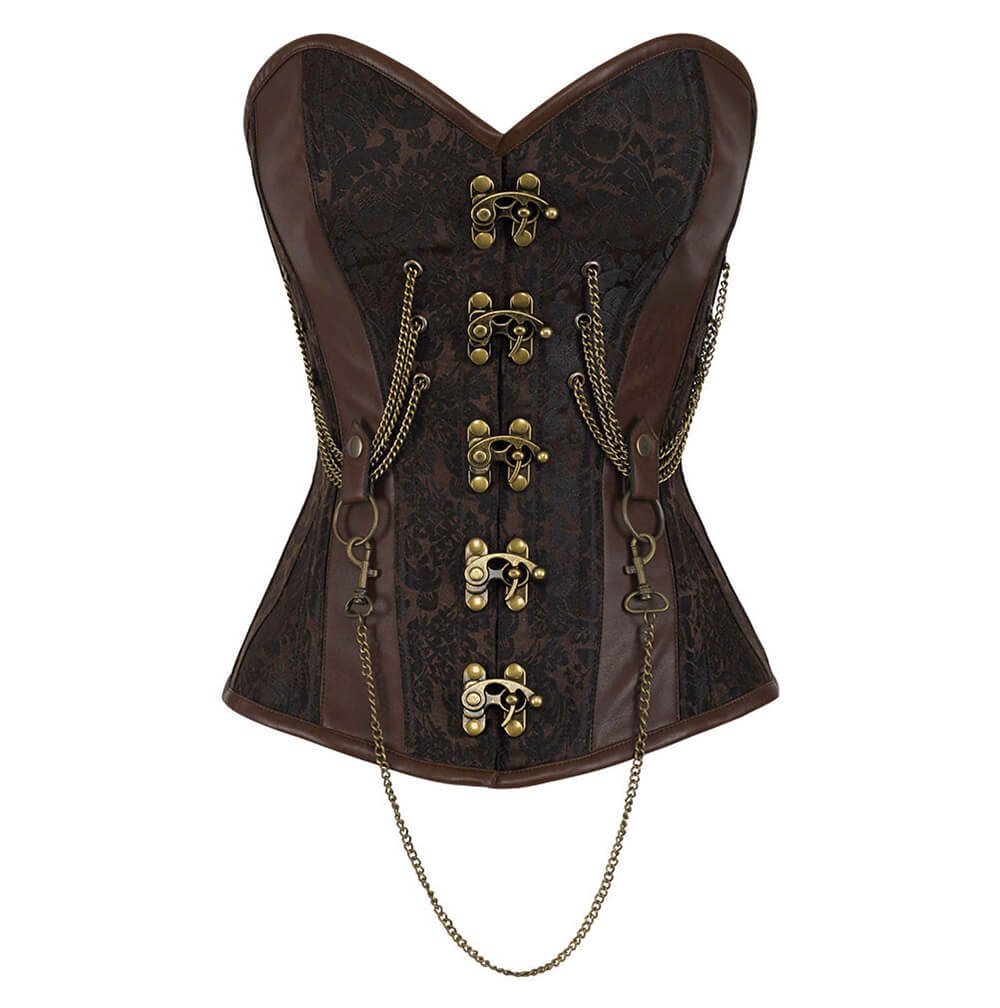 Corset Emmery Steampunk à buste overbust avec chaînes