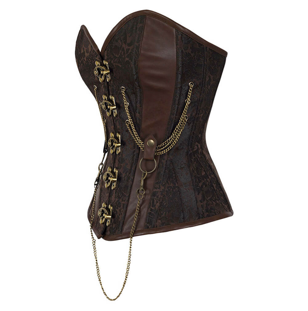 Corset Emmery Steampunk à buste overbust avec chaînes