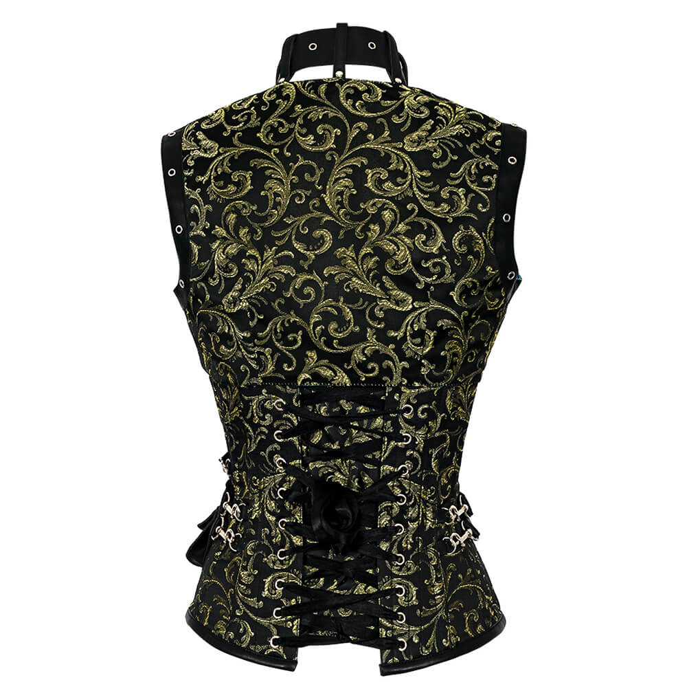 Corset en brocart steampunk Hallil avec boléro