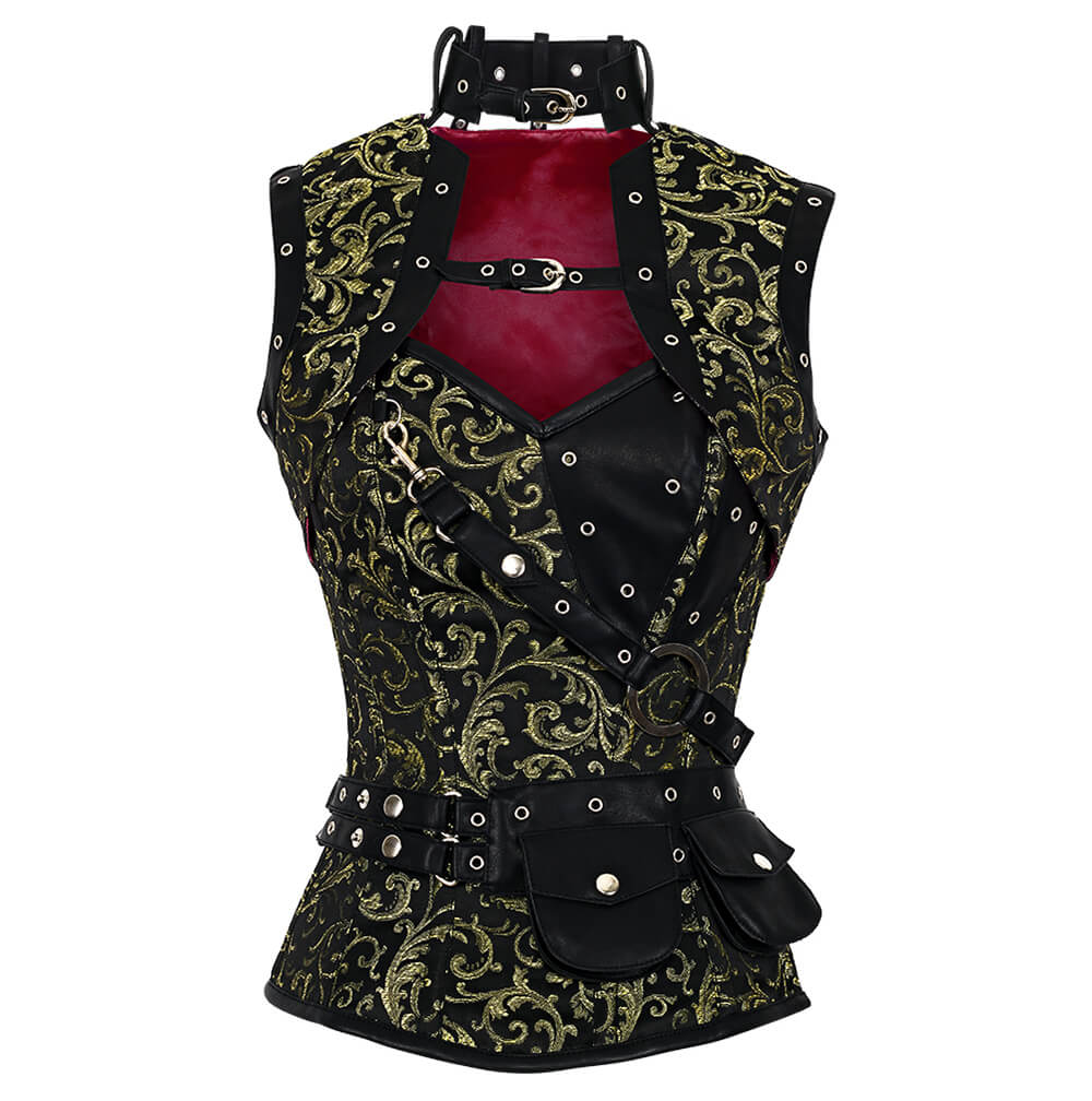 Corset en brocart steampunk Hallil avec boléro