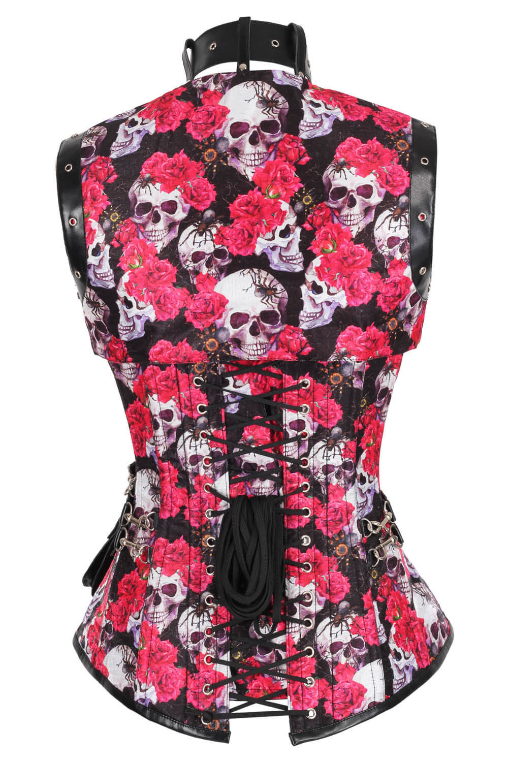 Corset Tarina Skull à buste rose éclatant