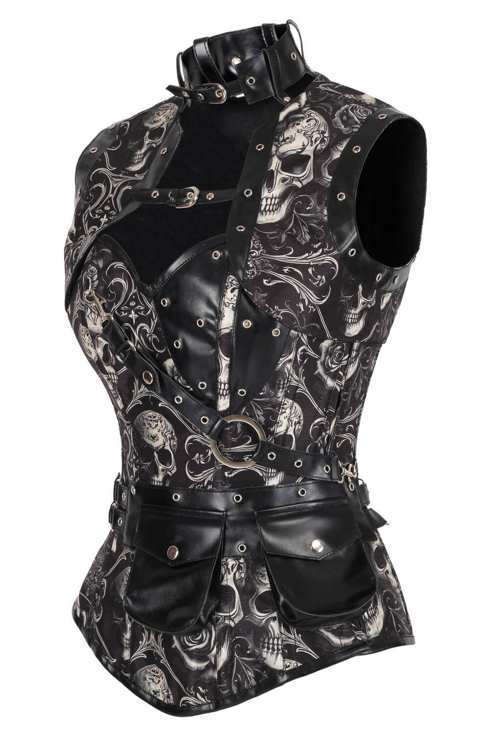 Corset bustier Kionah à motif baroque et volutes