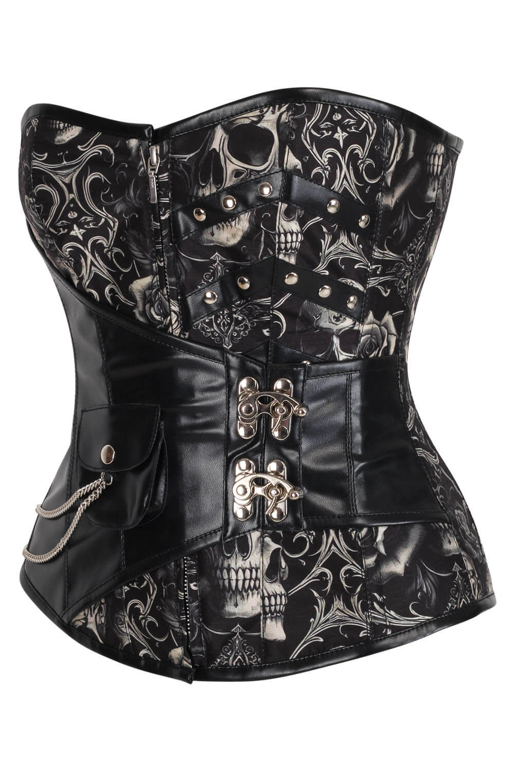 Corset Shakeena Skull orné de volutes baroques