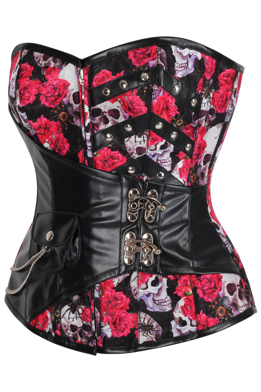 Corset bustier Nelsie Skull avec rose rouge