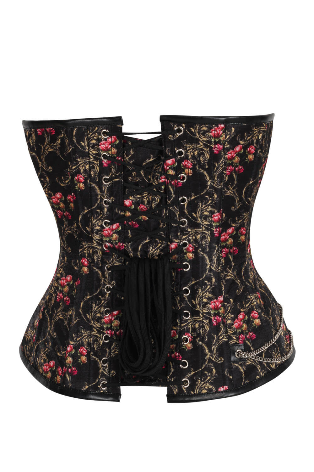 Corset Maemi doré à volutes baroques et rose