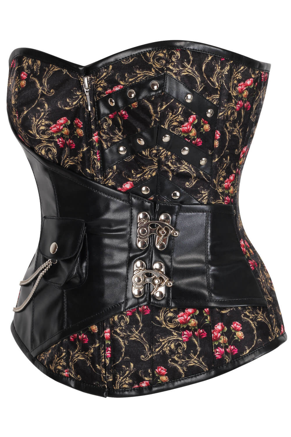 Corset Maemi doré à volutes baroques et rose