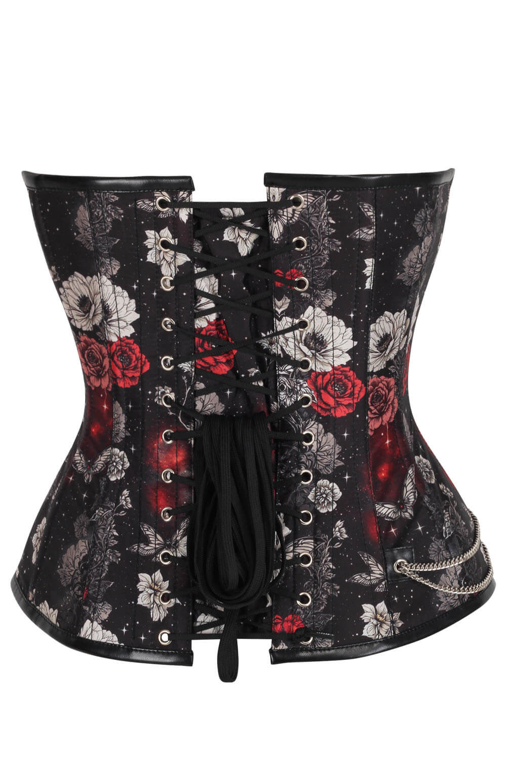 Corset bustier Kioko Butterfly à rose rouge