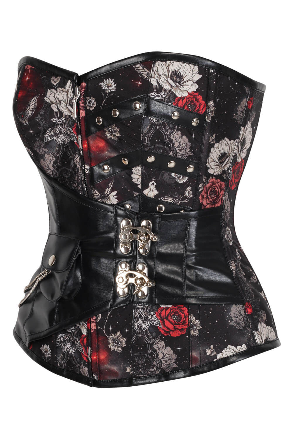 Corset bustier Kioko Butterfly à rose rouge
