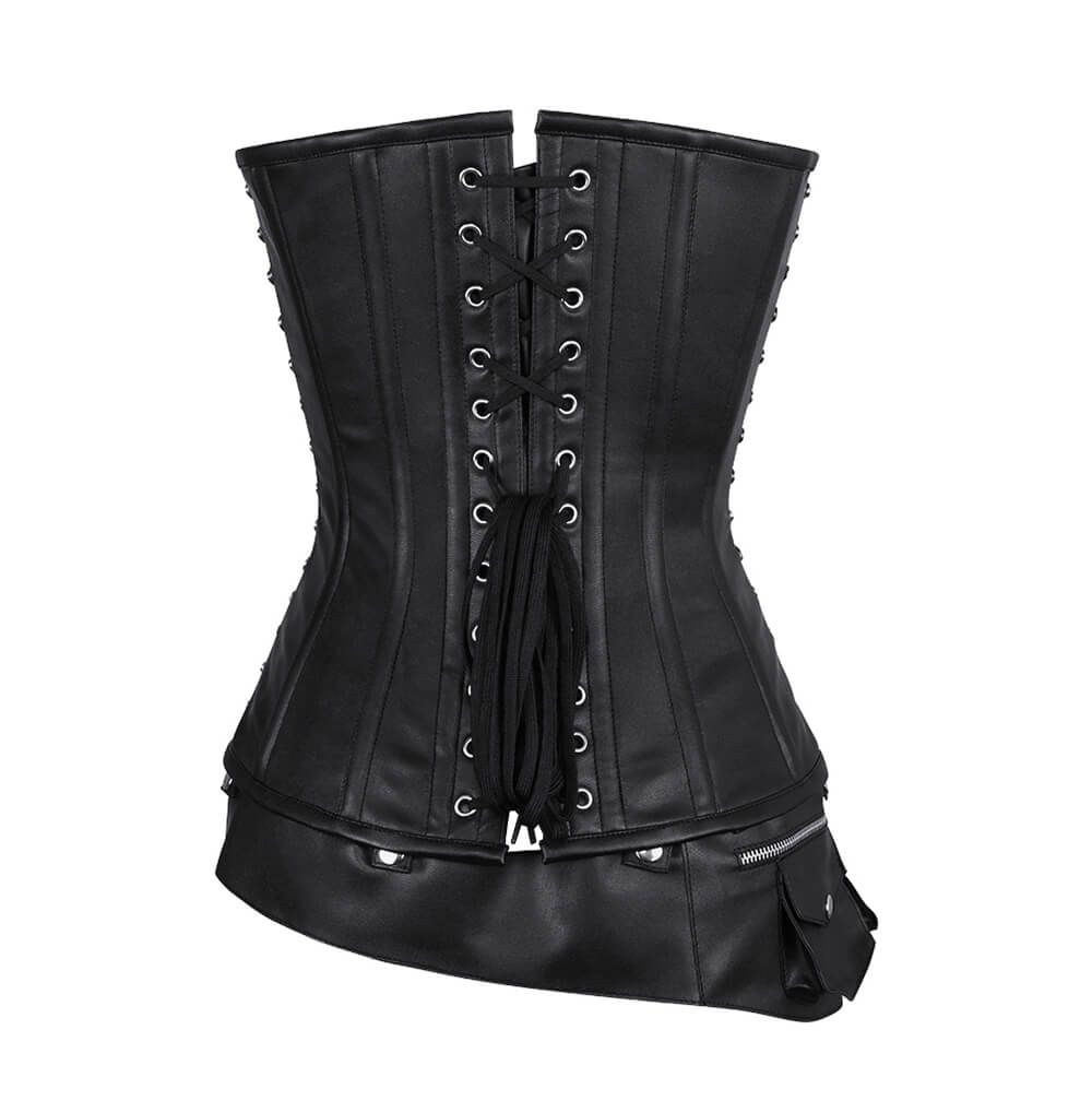 Corset Carisa Criss Cross Black Overbust avec ceinture amovible
