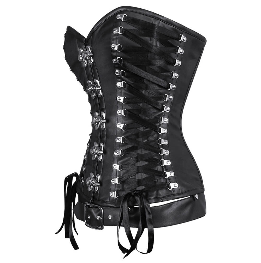 Corset Carisa Criss Cross Black Overbust avec ceinture amovible