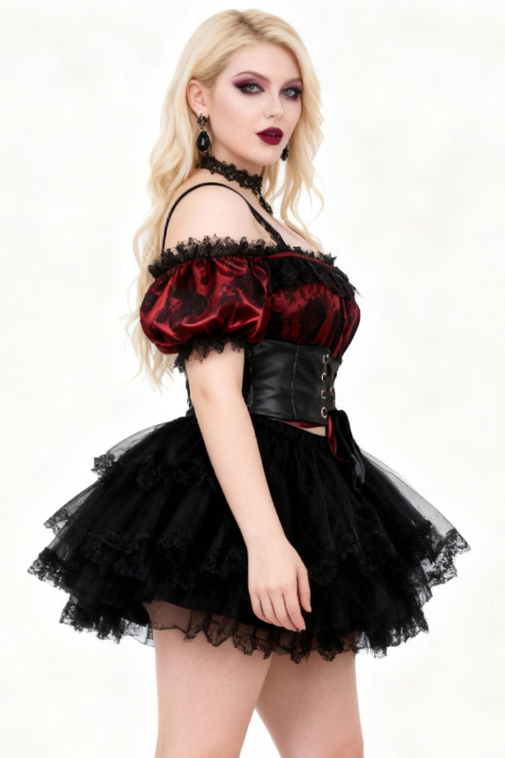 Jaeda Off-Shoulder Gothic Crop Top