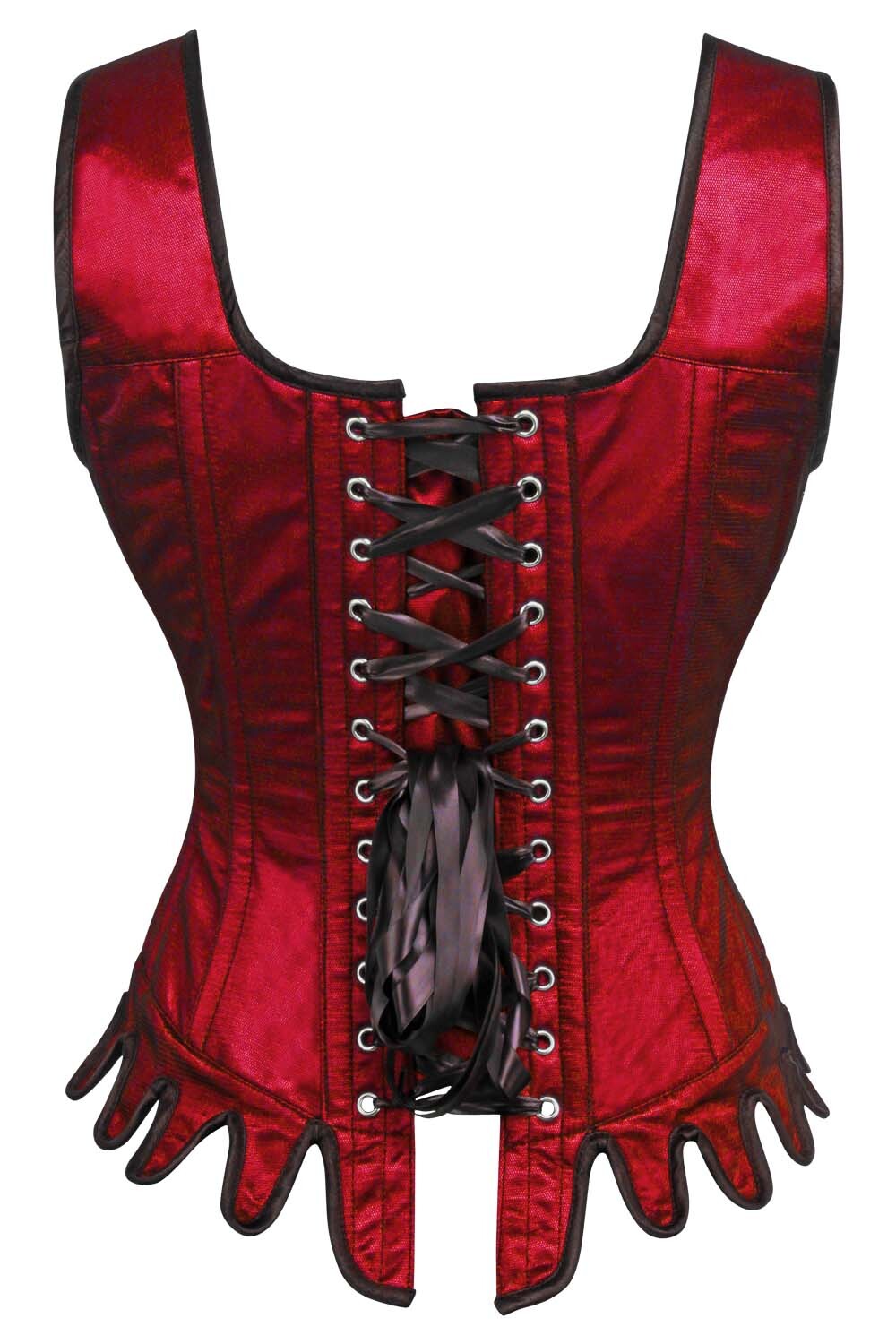 Corset couture en satin rouge Denna avec bretelles