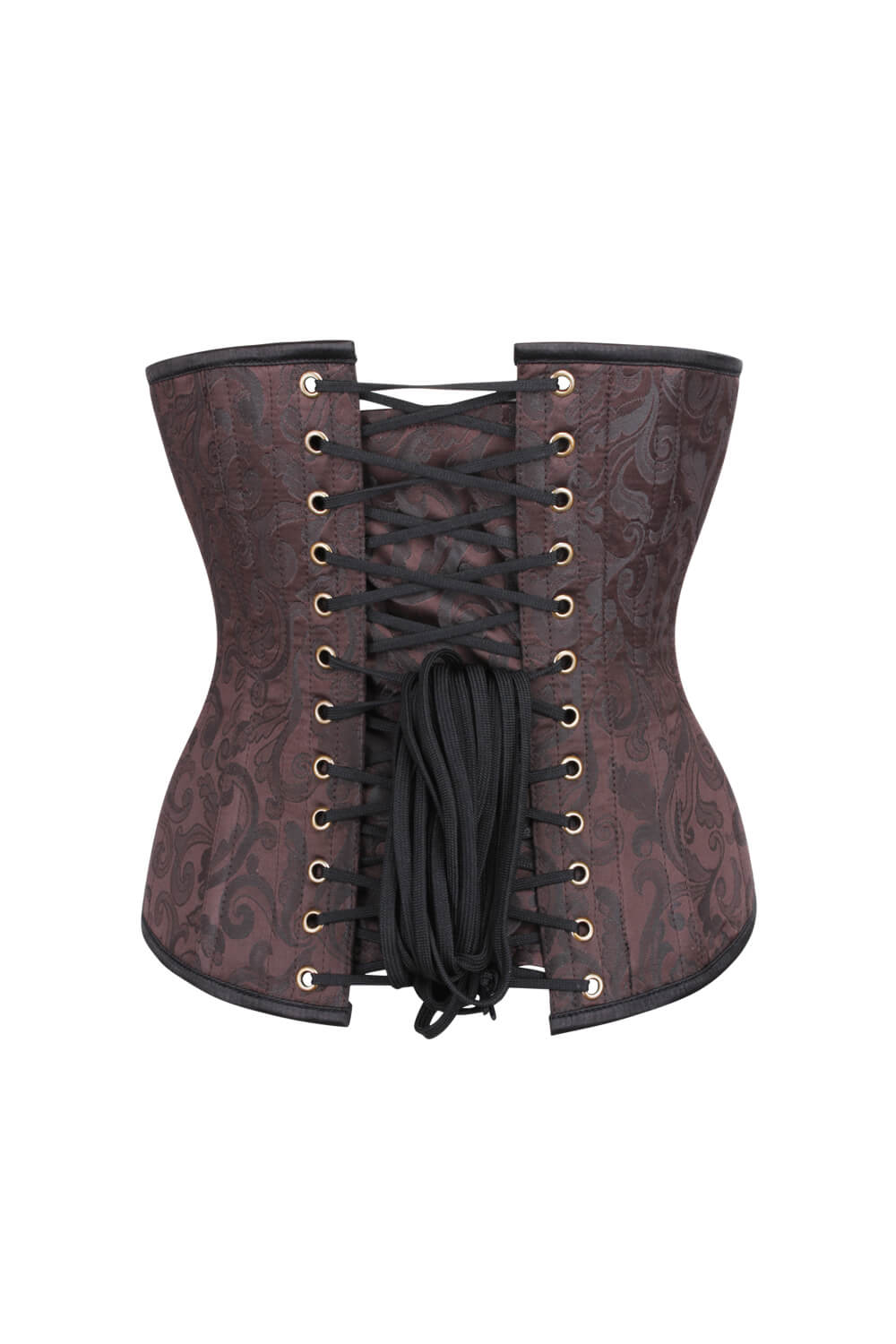 Corset en brocart marron Jadien affinant la taille
