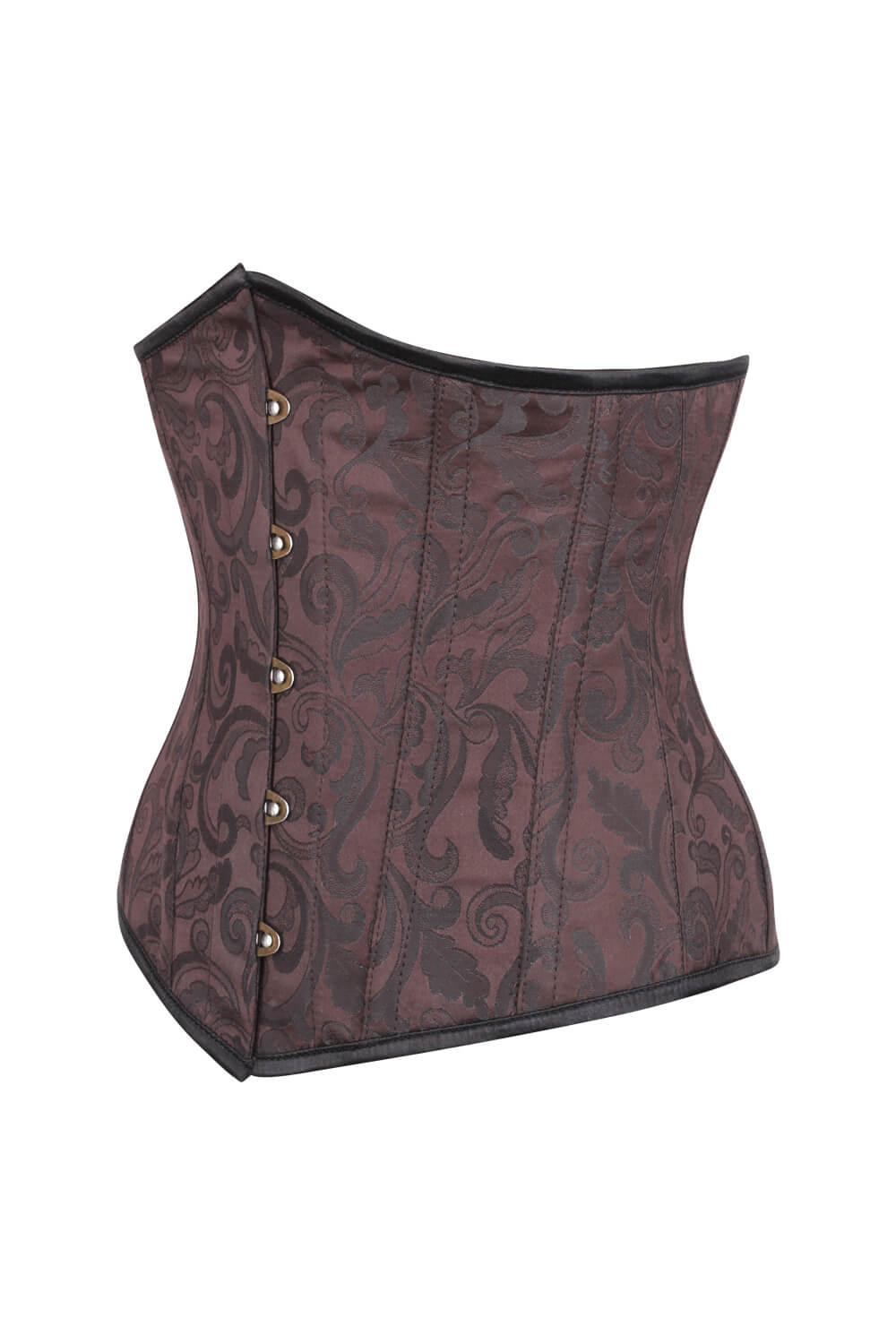 Corset en brocart marron Jadien affinant la taille