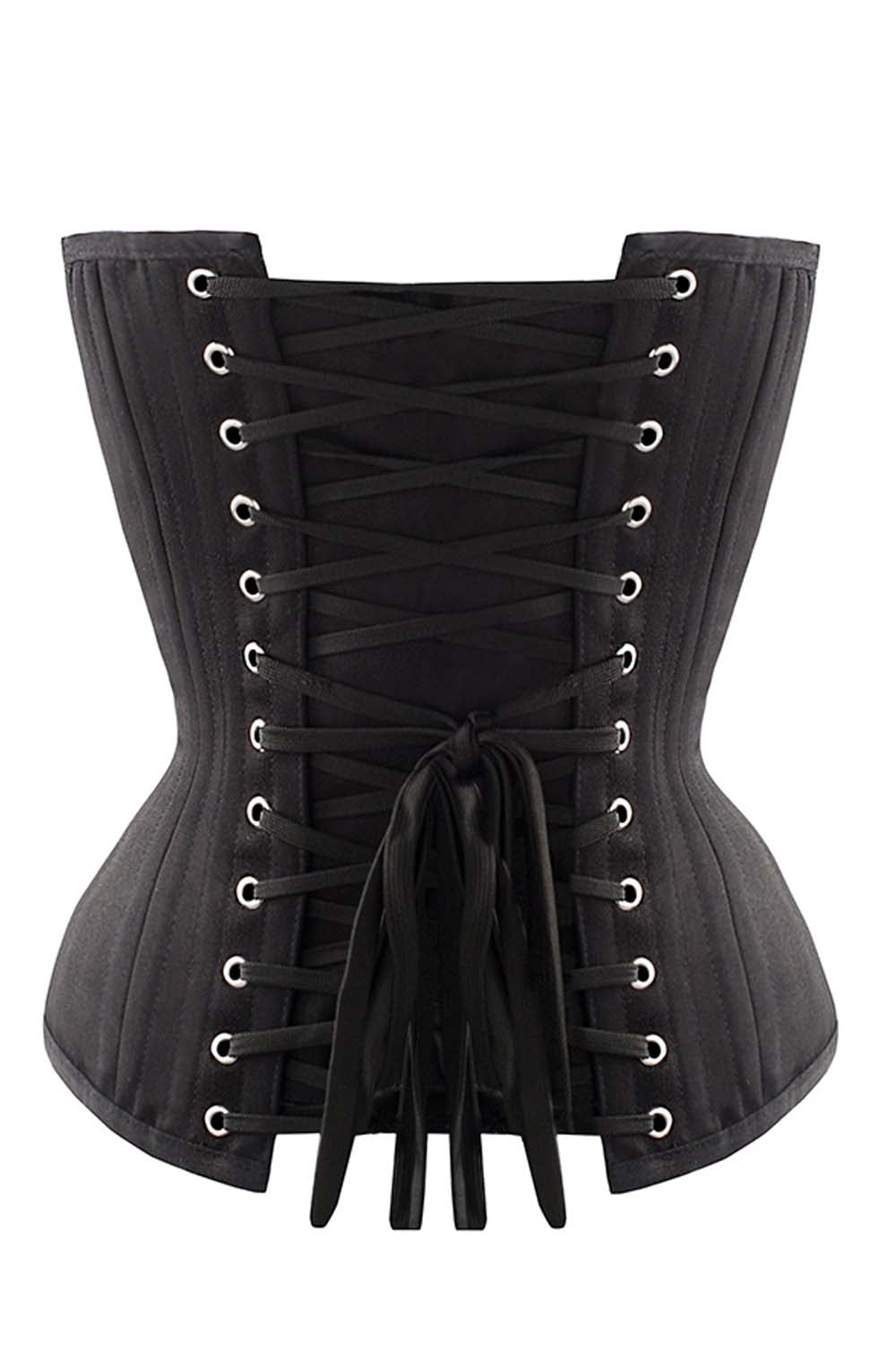 Charmayne Black Cotton Overbust Waist Training Corset