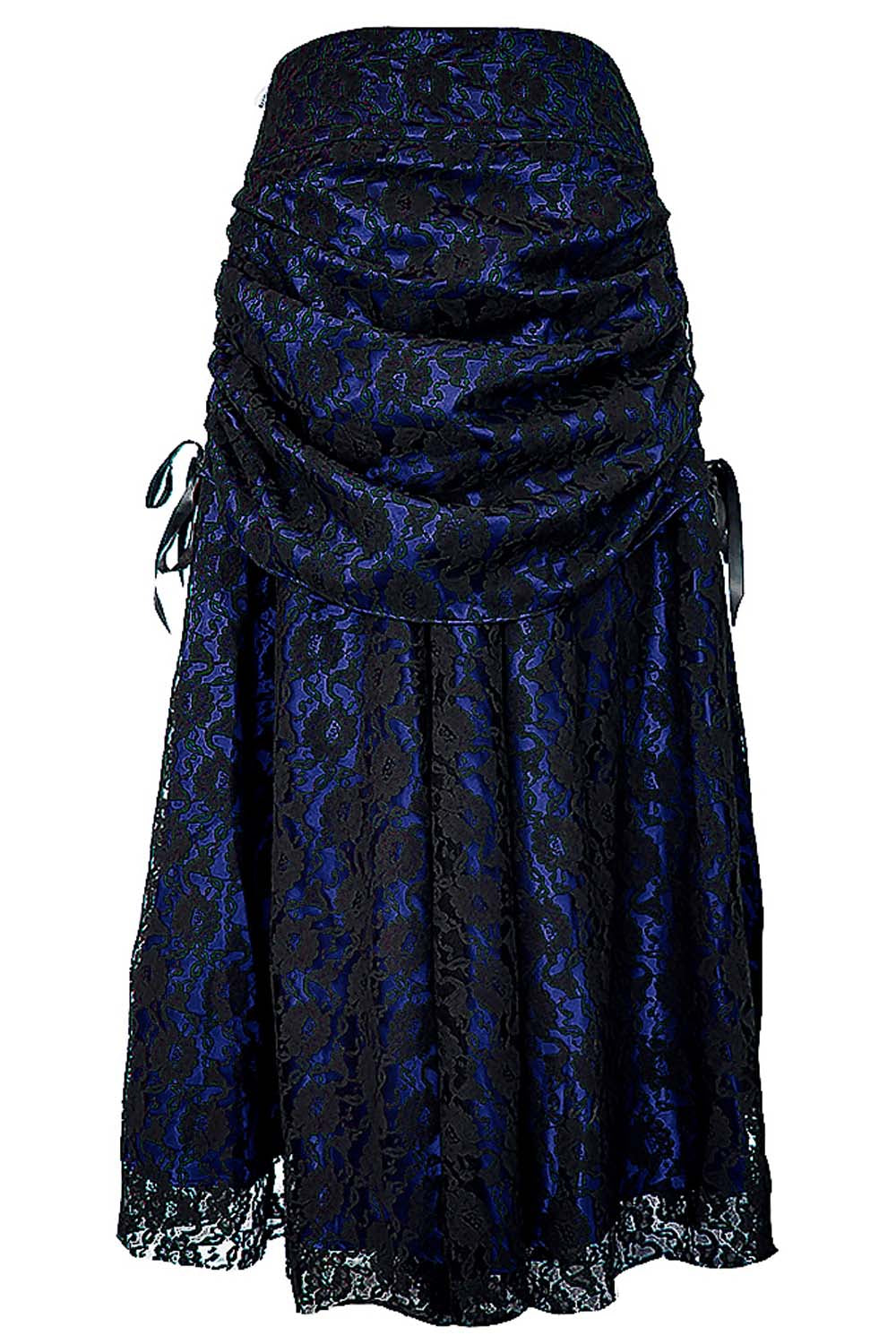 Jupe à tournure gothique Brandyn en satin avec superposition de dentelle