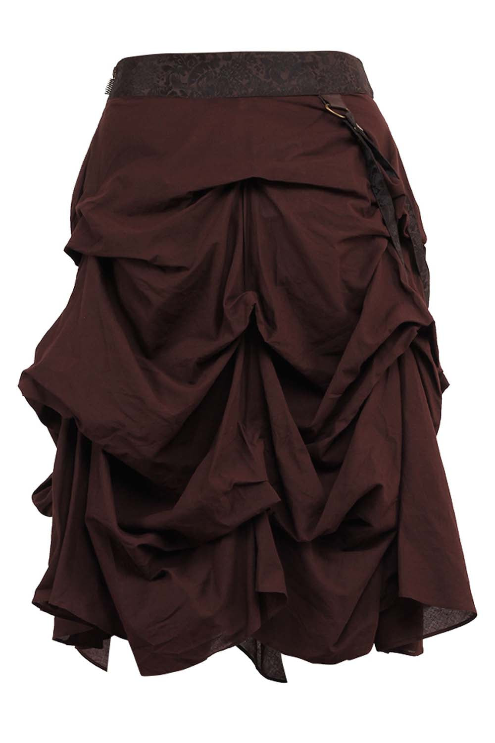 Jupe Shana Steampunk marron en coton froncée