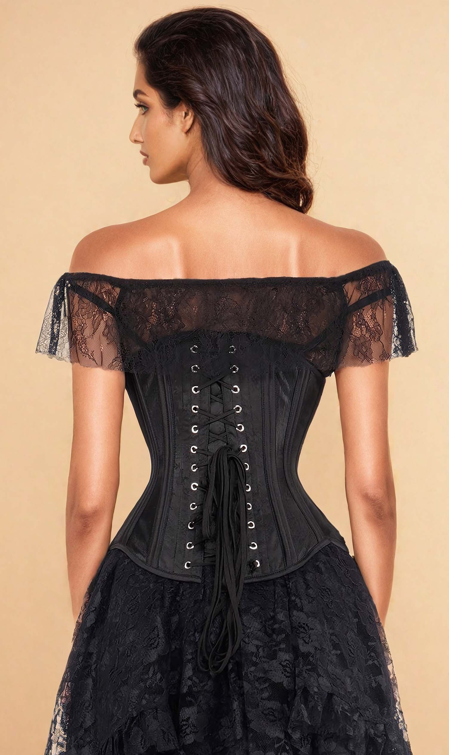 Corset gainant en maille cachemire et brocart
