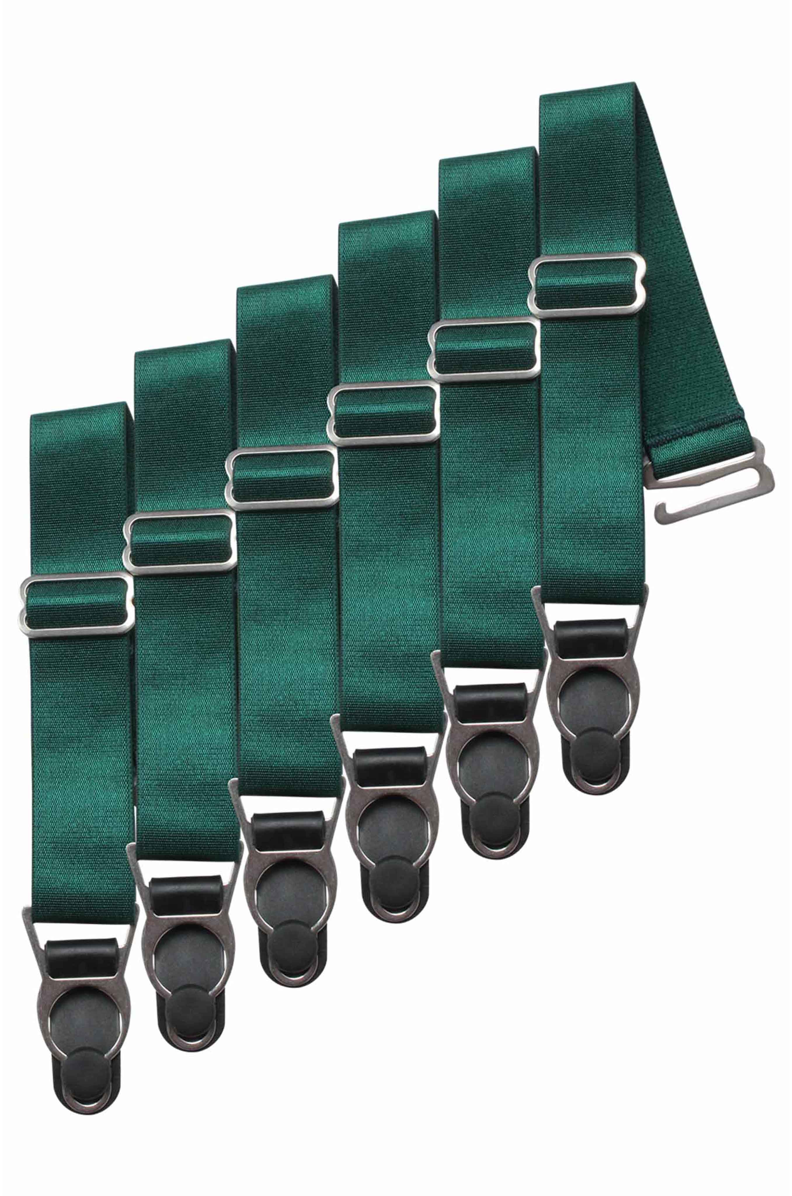 6 pinces à bretelles en acier vert