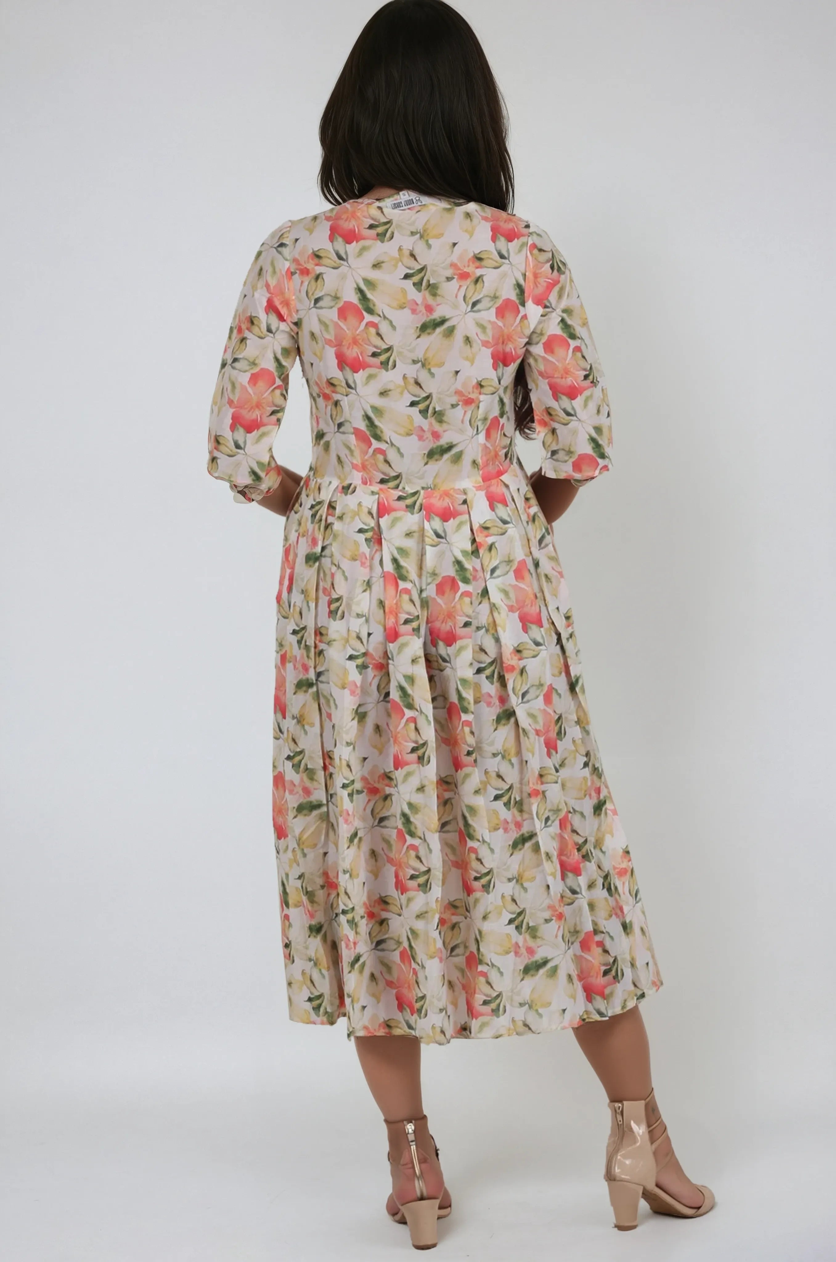 Robe imprimée à col rond Kenna