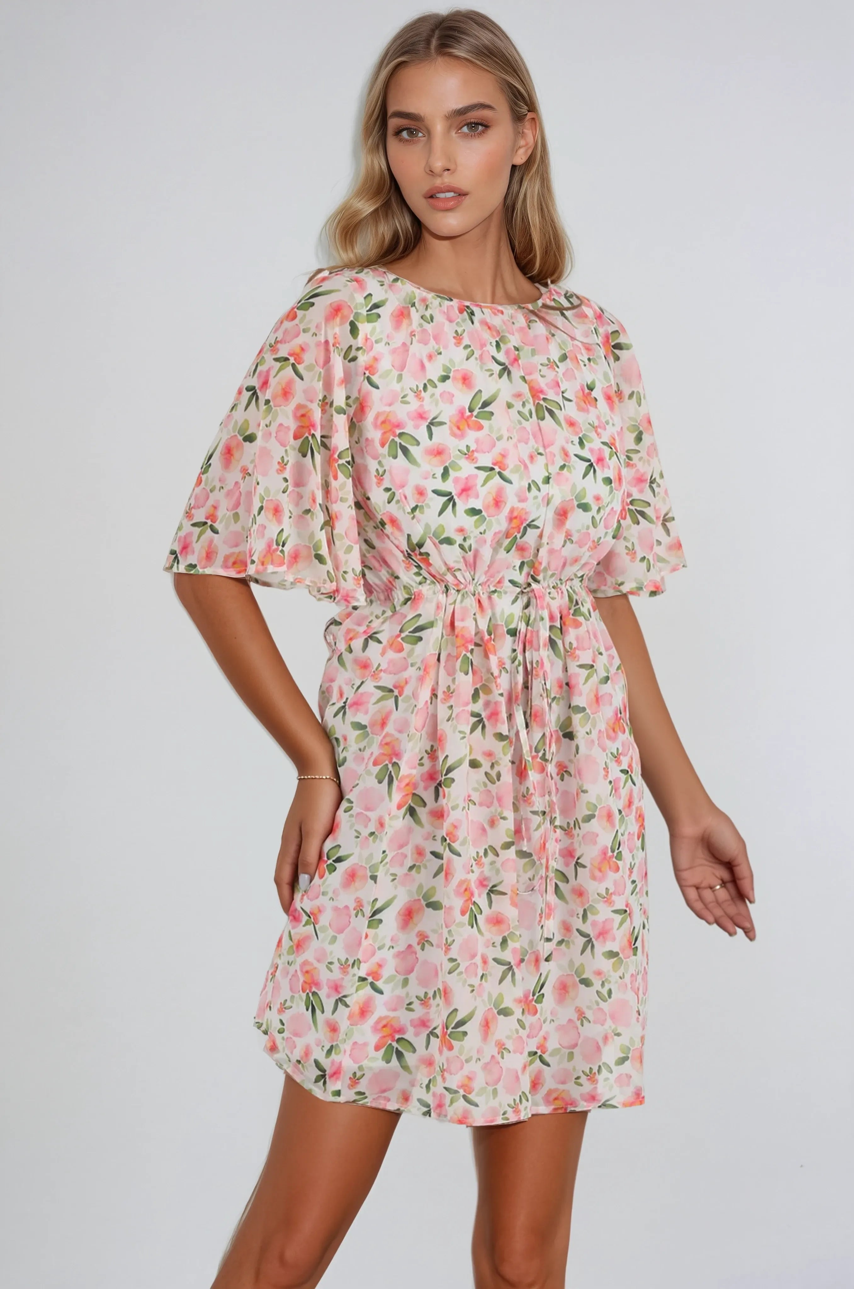 Robe midi Joanna à taille élastiquée
