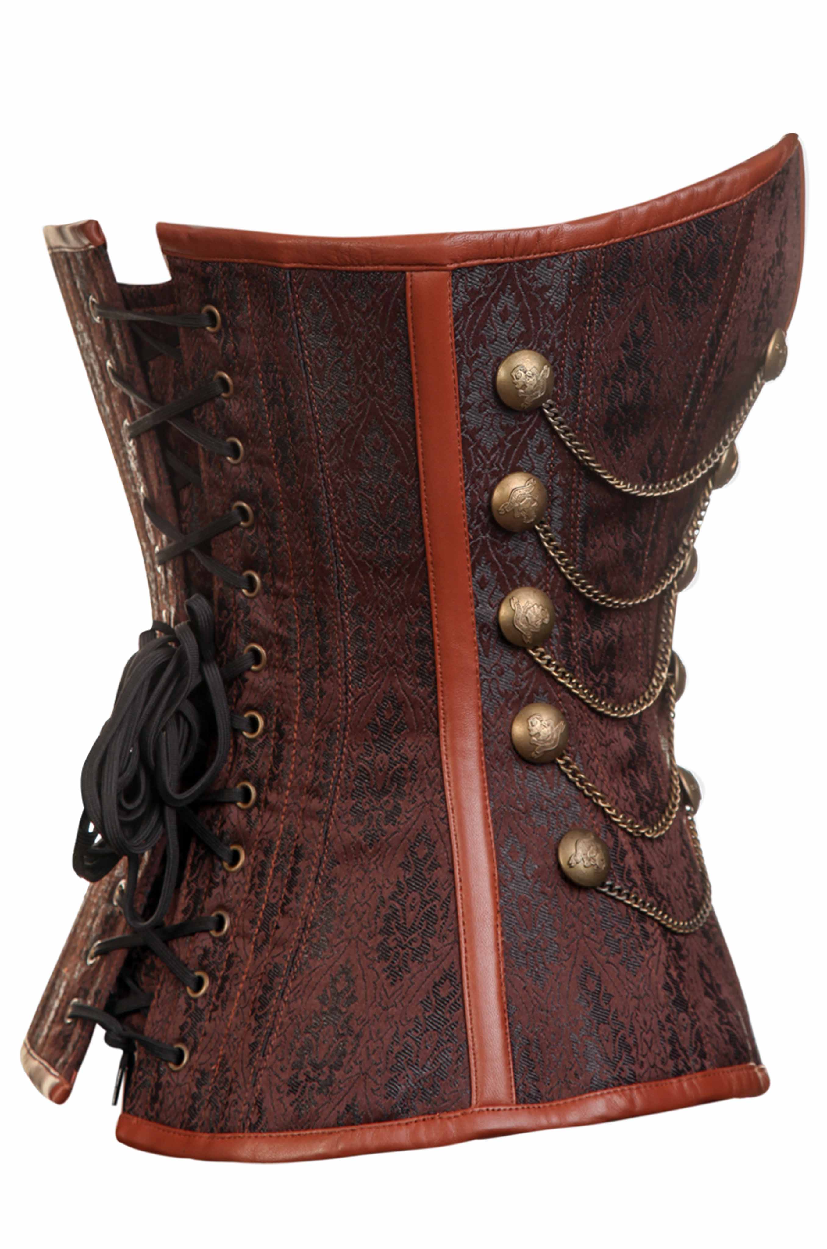 Corset Hanna Steampunk à buste overbust avec chaînes