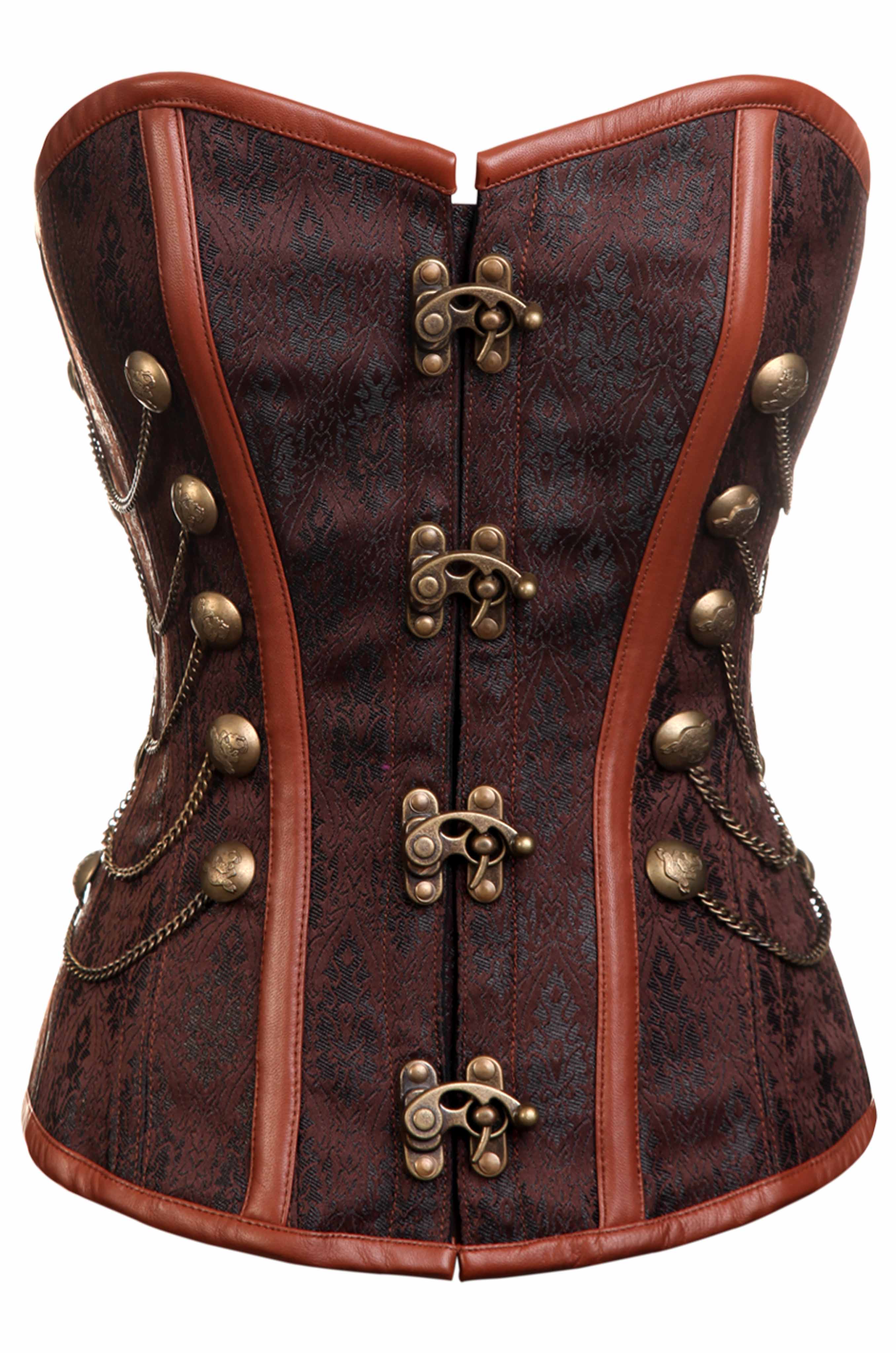 Corset Hanna Steampunk à buste overbust avec chaînes