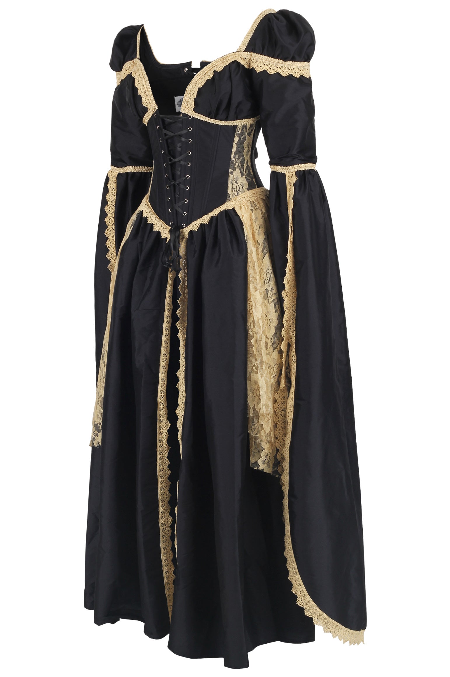 Robe corset noire rococo d'inspiration elfique Jelisa
