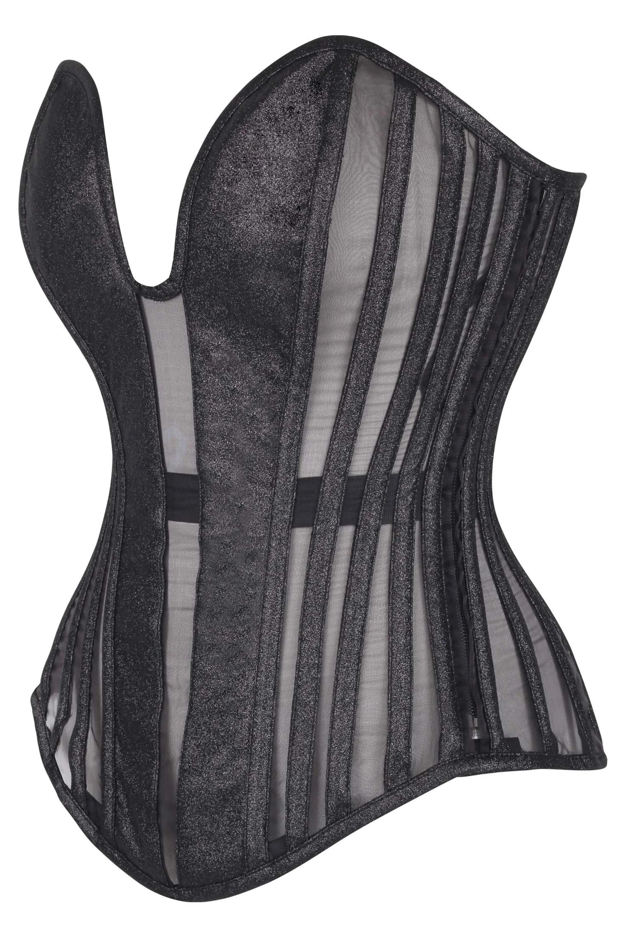 Corset Farrin noir à décolleté plongeant