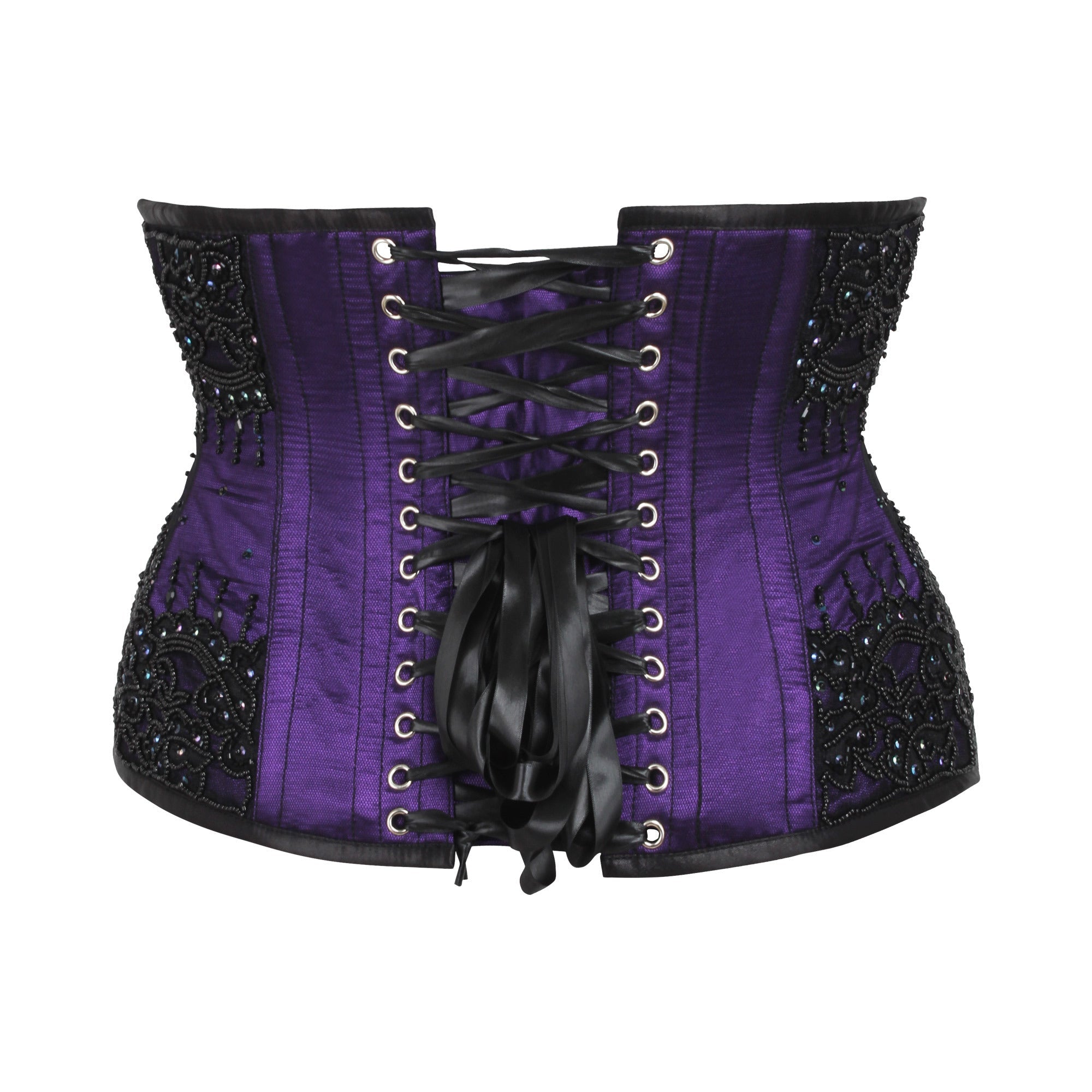Corset sous-poitrine Shelley en satin avec superposition de dentelle