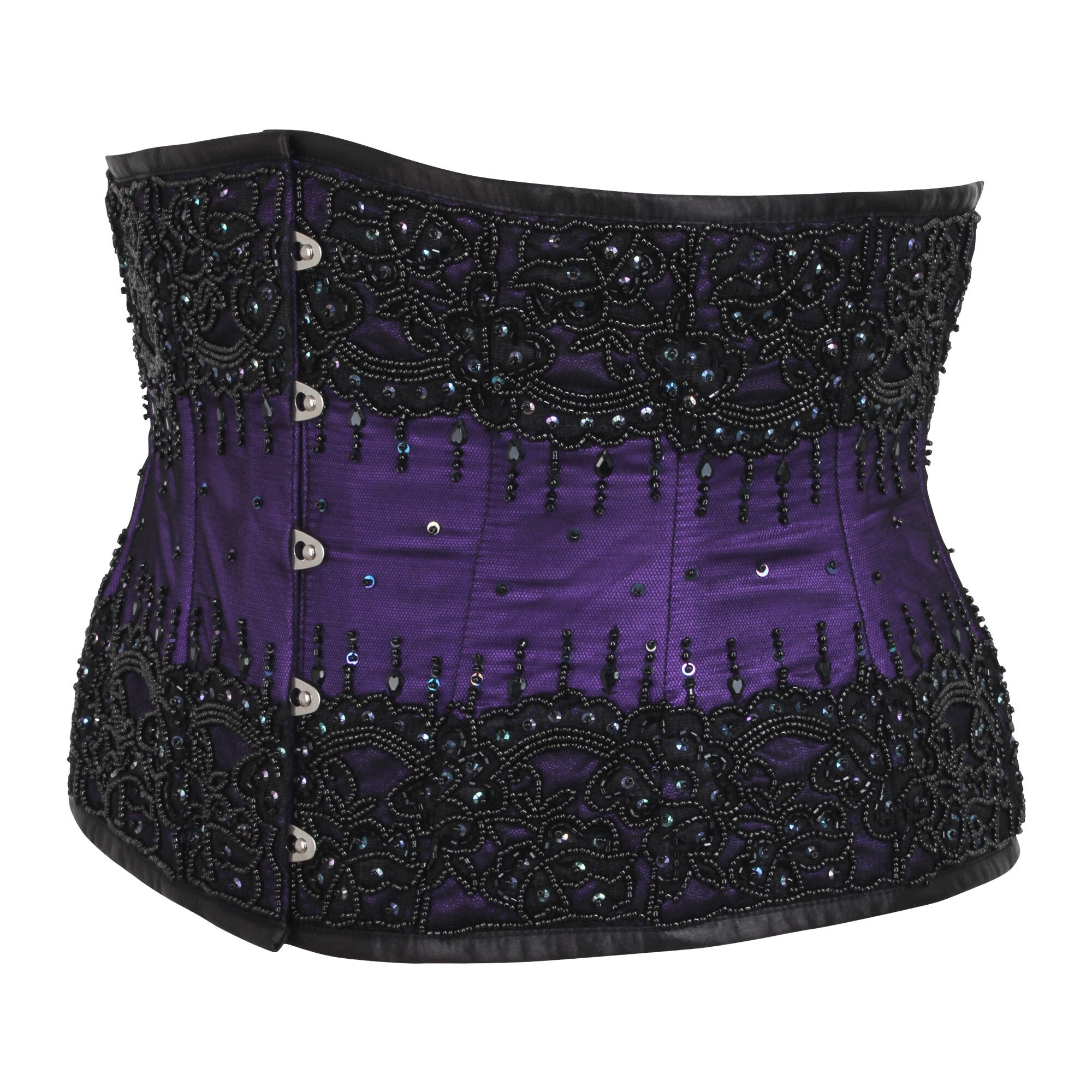 Corset sous-poitrine Shelley en satin avec superposition de dentelle