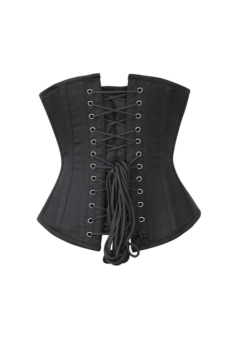 Corset gainant long en coton noir Paige